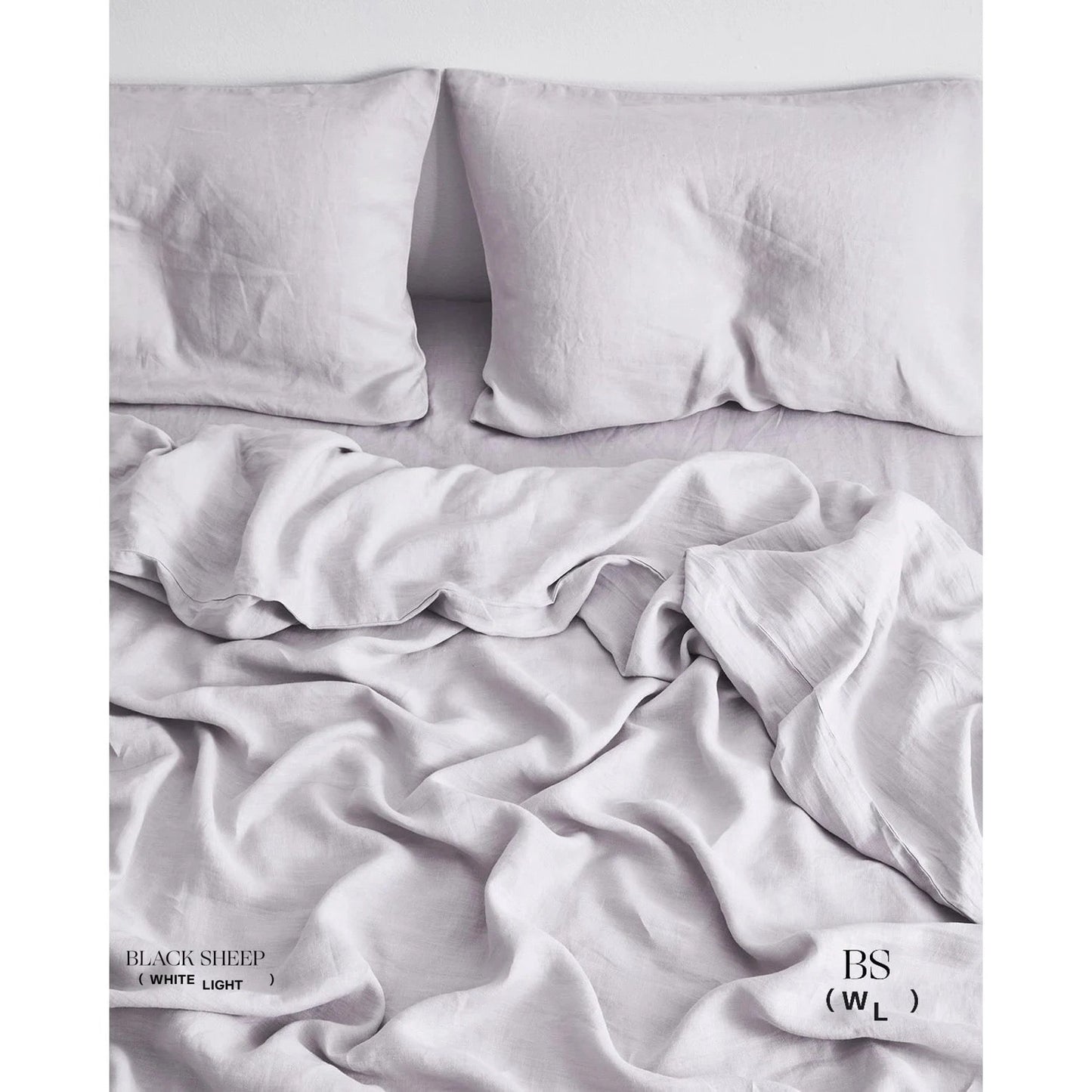 Lavender Grey Italian Linen Sheet Set - Black Sheep (White Light)