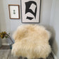 ONE OF THE KIND Icelandic Cream Sheepskin, Large - Black Sheep (White Light)