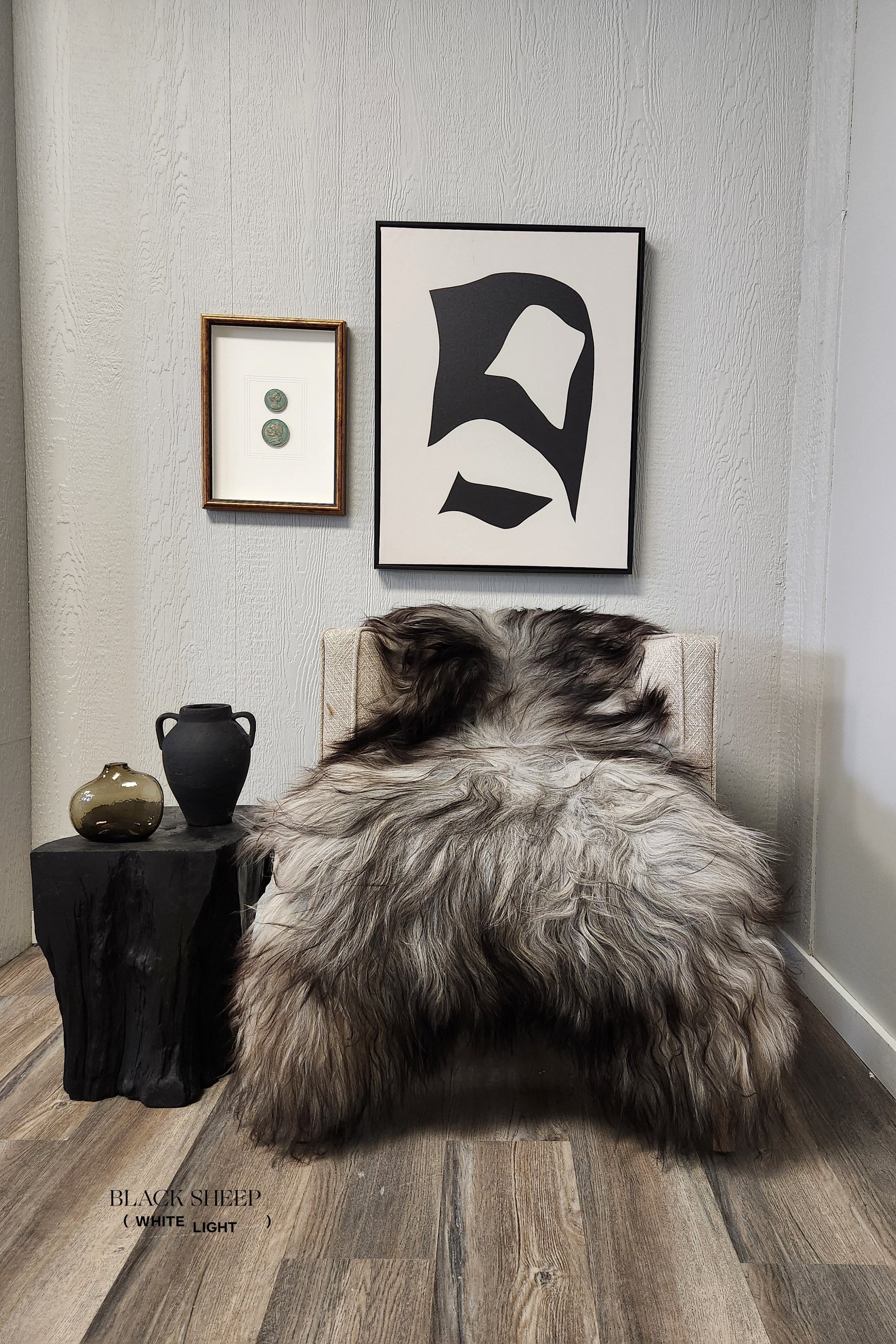 Dark Grey Icelandic Sheepskin - Black Sheep (White Light)