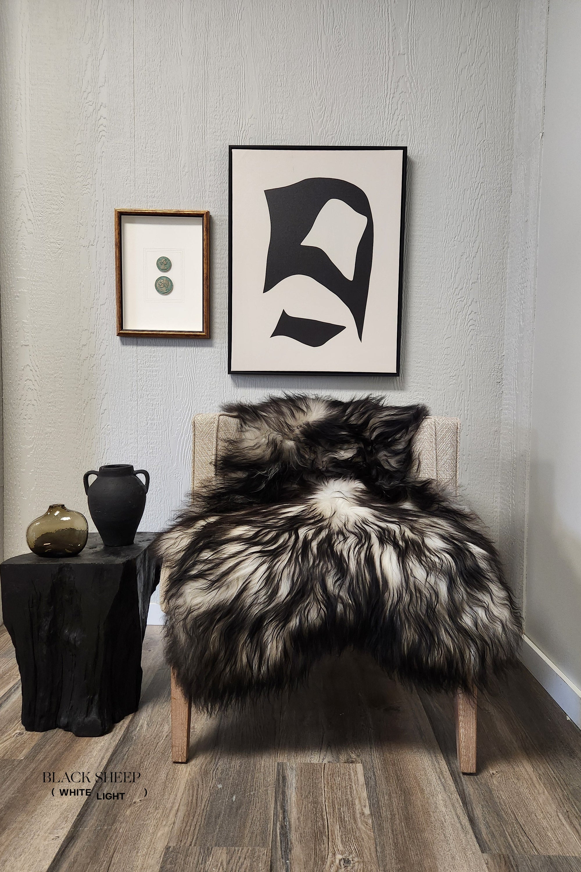 Dark Grey Icelandic Sheepskin - Black Sheep (White Light)