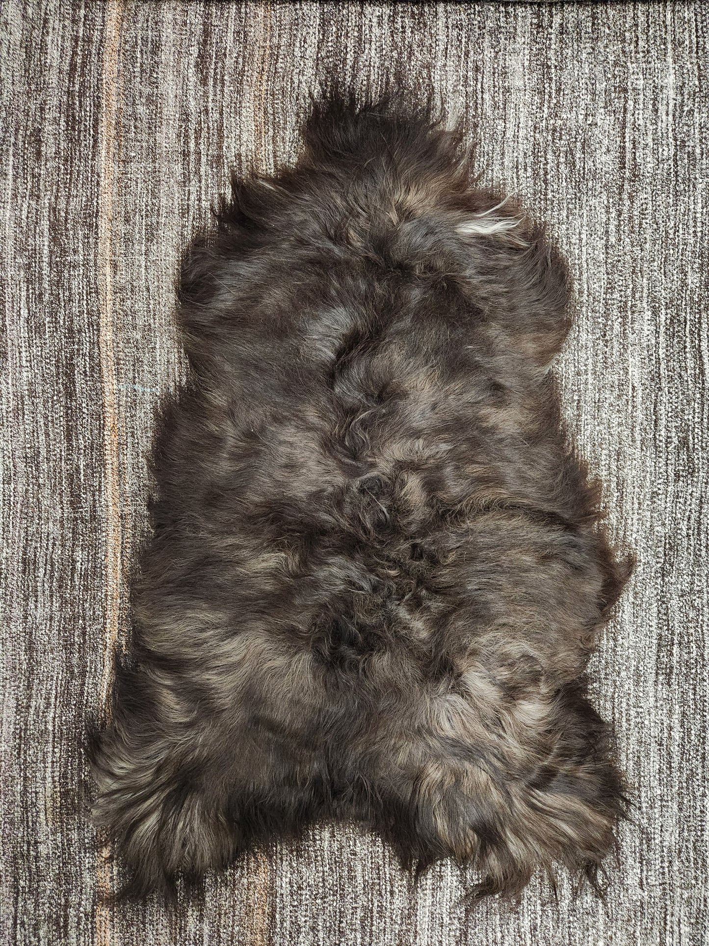 ONE OF THE KIND Icelandic Blacky Brown Long Wool Sheepskin