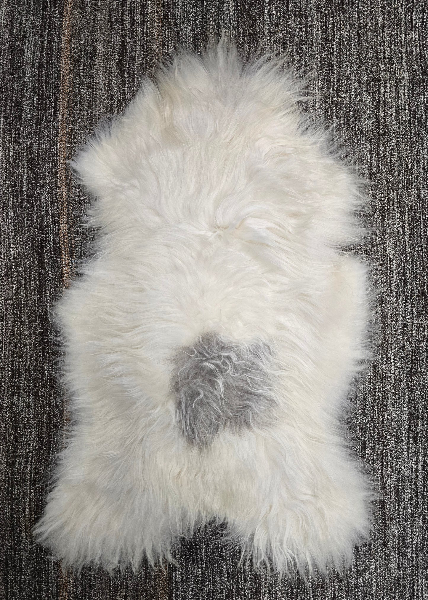 ONE OF THE KIND Icelandic White with Large Grey Spot Sheepskin