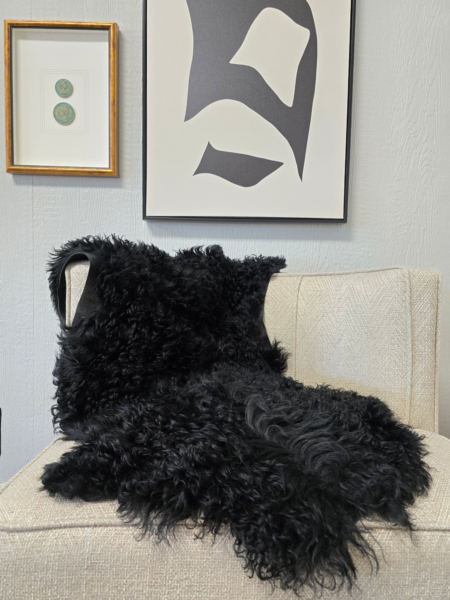 Black Tigrado Spanish Curly Sheepskin