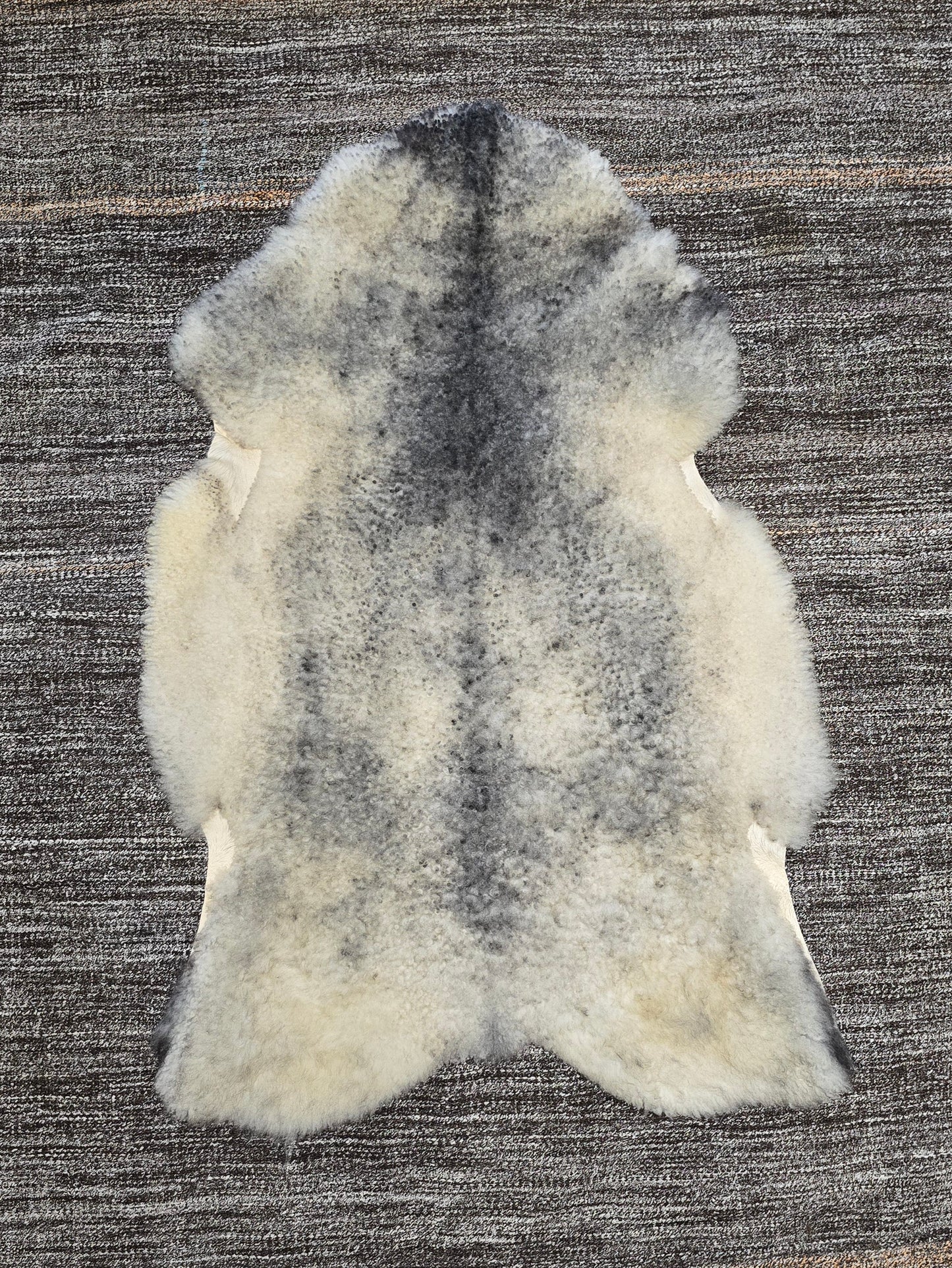 ONE OF THE KIND Gotland White and Grey Medium Wool Sheepskin