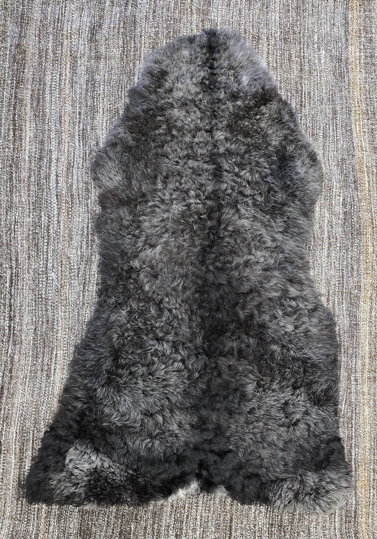 ONE OF THE KIND Icelandic Shorn Black Salt and Pepper Sheepskin