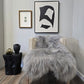 ONE OF THE KIND Icelandic Light Blue Grey Sheepskin - Black Sheep (White Light)