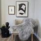 ONE OF THE KIND Icelandic Light Blue Grey Sheepskin - Black Sheep (White Light)