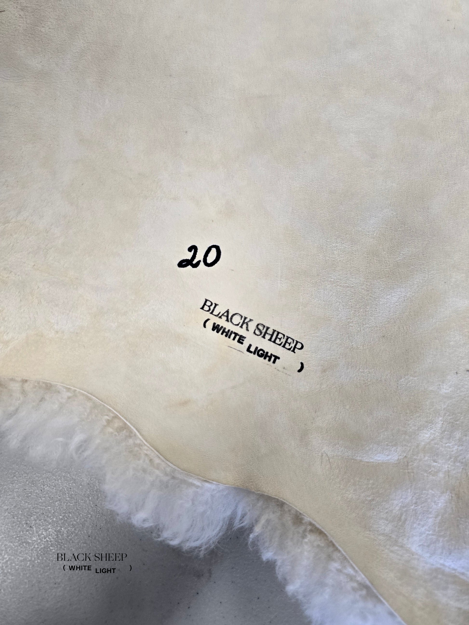 ONE OF THE KIND Extra Large Icelandic Shorn Cream White Sheepskin - Black Sheep (White Light)