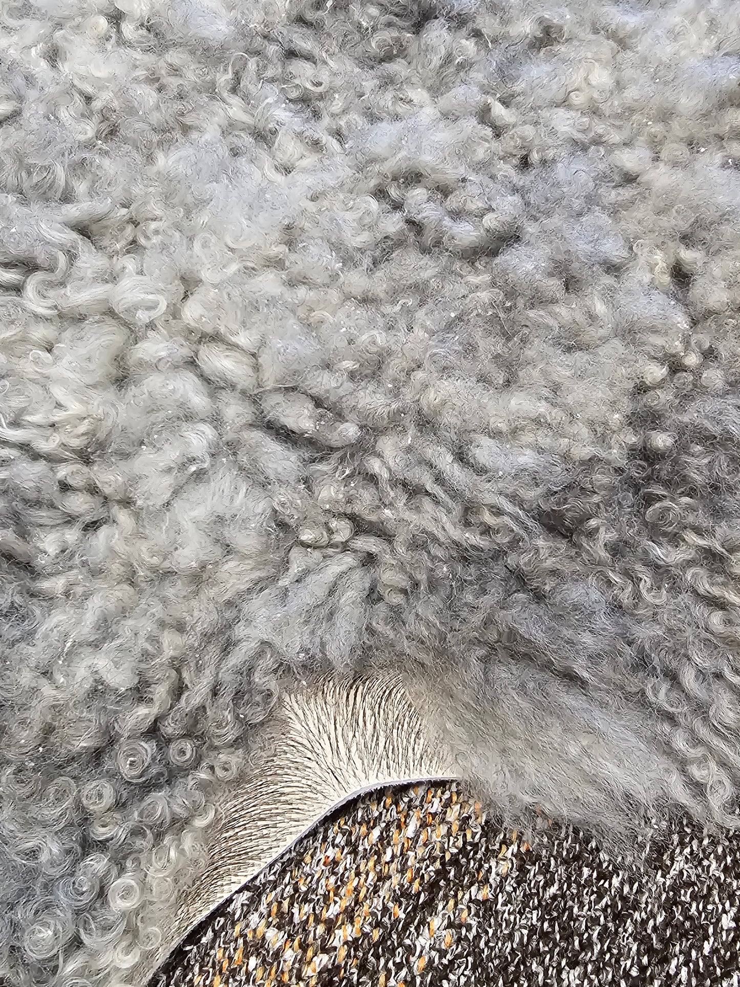 ONE OF THE KIND Gotland White and Grey Medium Wool Sheepskin - Black Sheep (White Light)