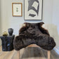 ONE OF THE KIND Icelandic Shorn Silky Soft Brown Sheepskin - Black Sheep (White Light)