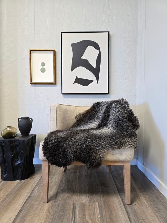 ONE OF THE KIND Gotland Charcoal Salt and Pepper Medium Wool Sheepskin