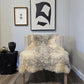 ONE OF THE KIND Gotland White and Grey Medium Wool Sheepskin