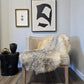 ONE OF THE KIND Gotland White and Grey Medium Wool Sheepskin