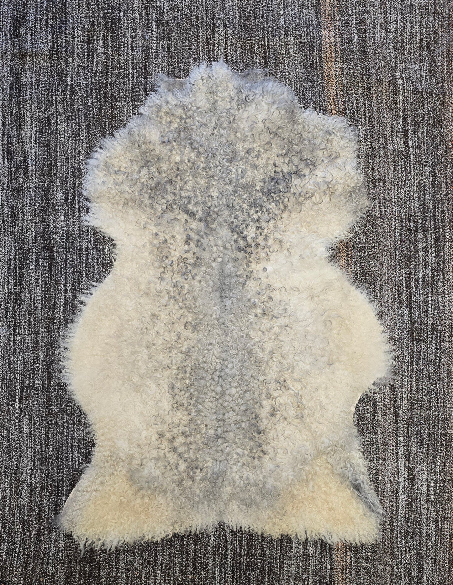 ONE OF THE KIND Gotland White and Grey Medium Wool Sheepskin