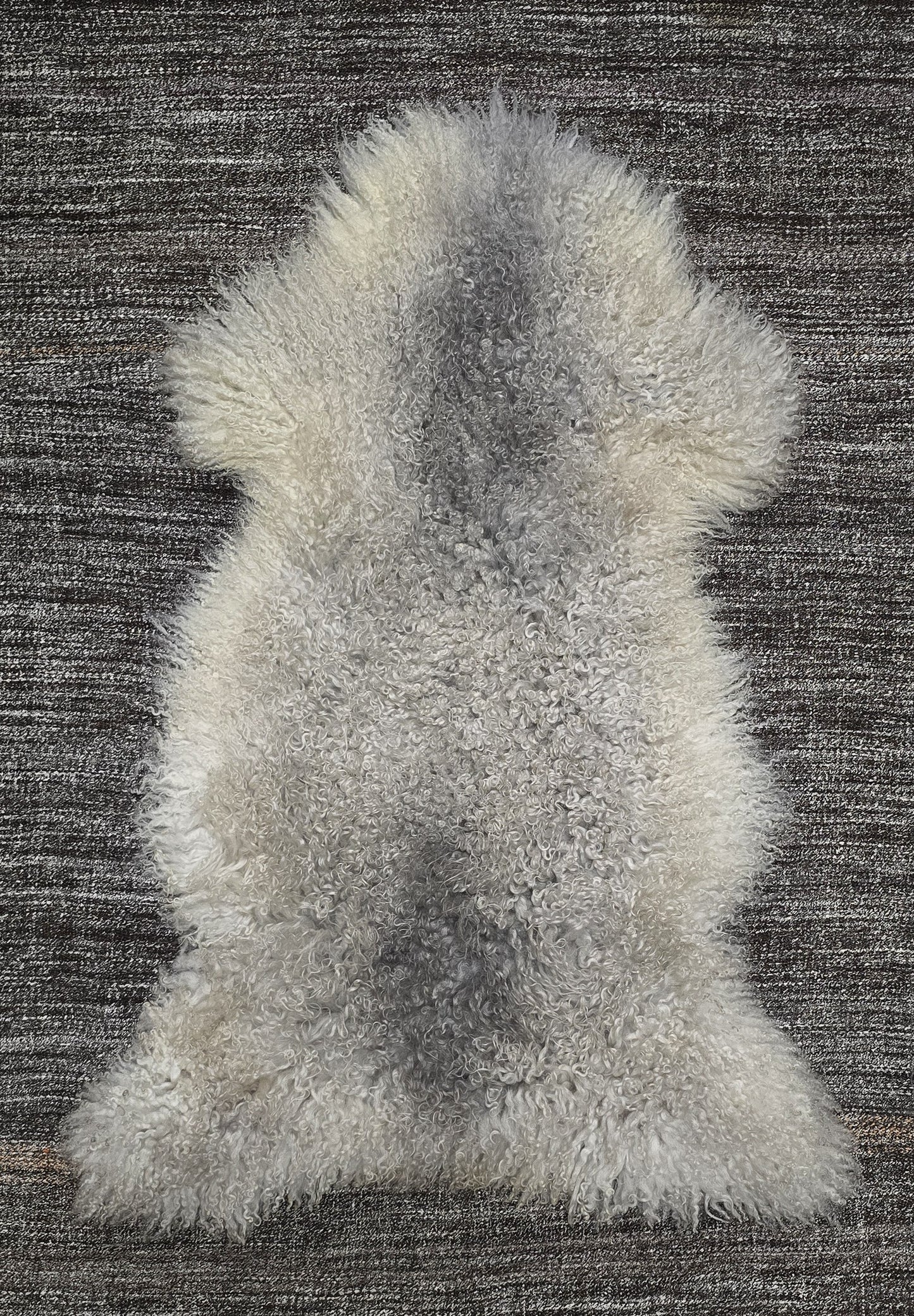 ONE OF A KIND Long Wool White/Grey Gotland Sheepskin