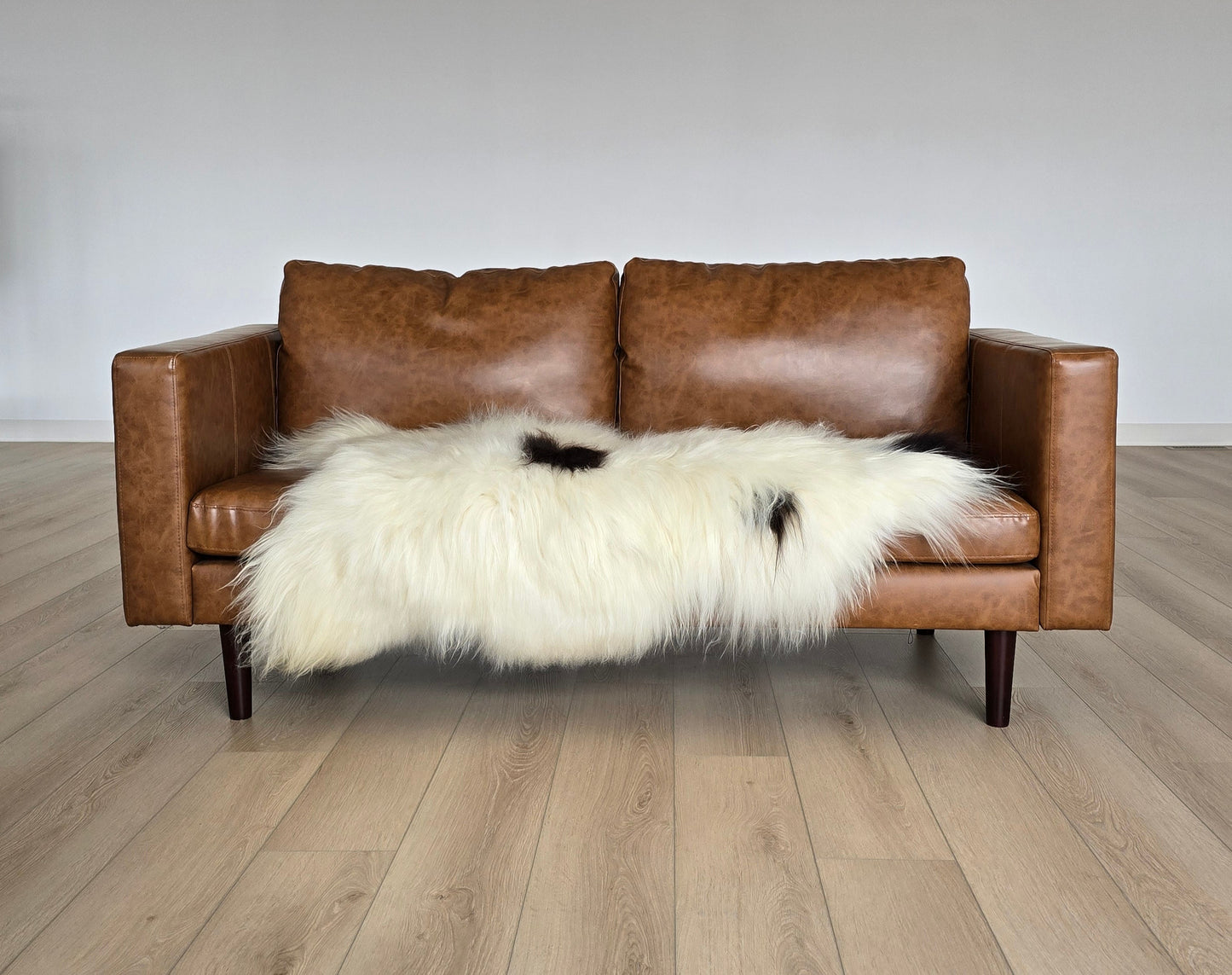 ONE OF A KIND White Long Wool Icelandic Sheepskin with Black Spots