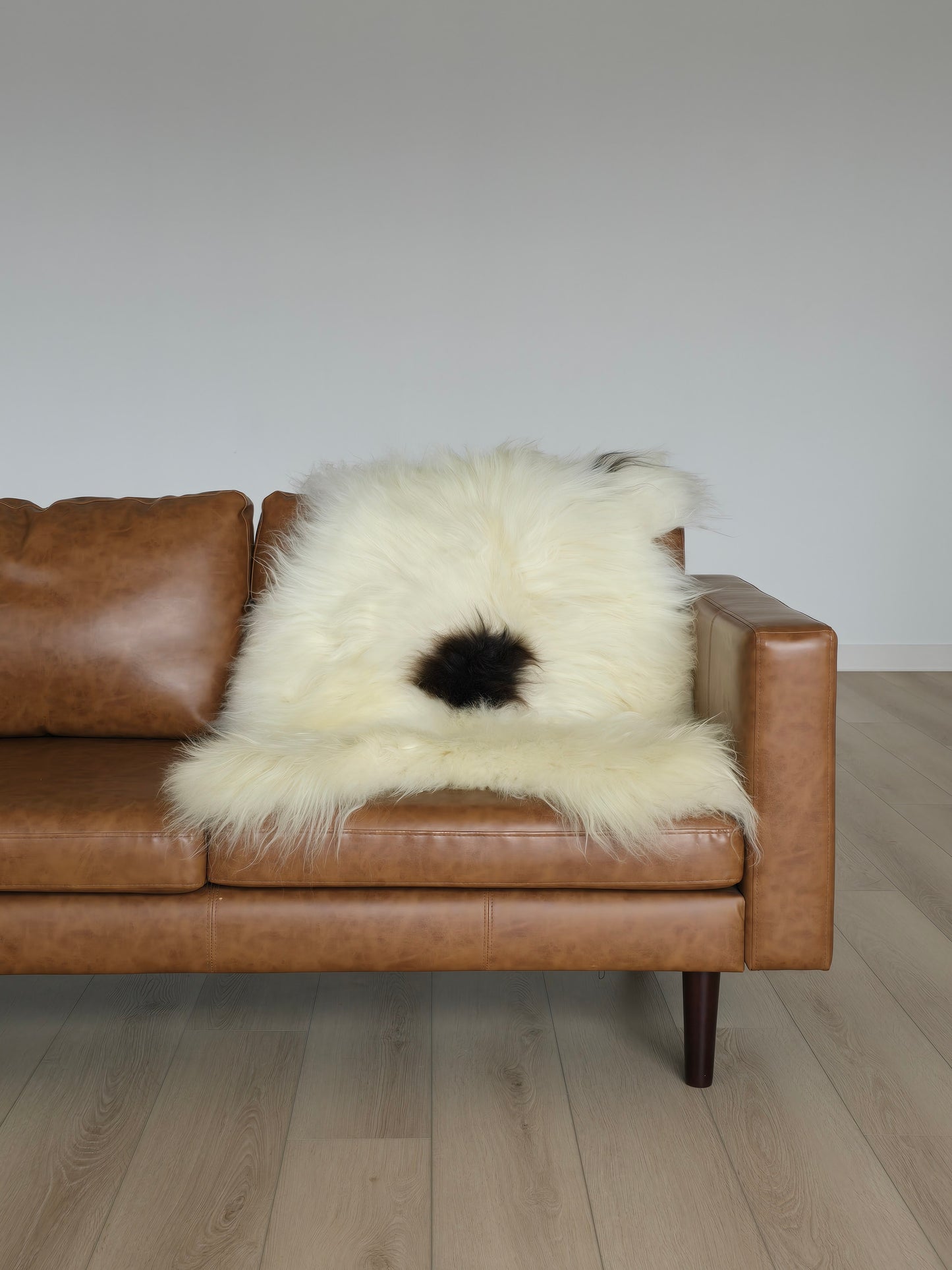 ONE OF A KIND White Long Wool Icelandic Sheepskin with Black Spots
