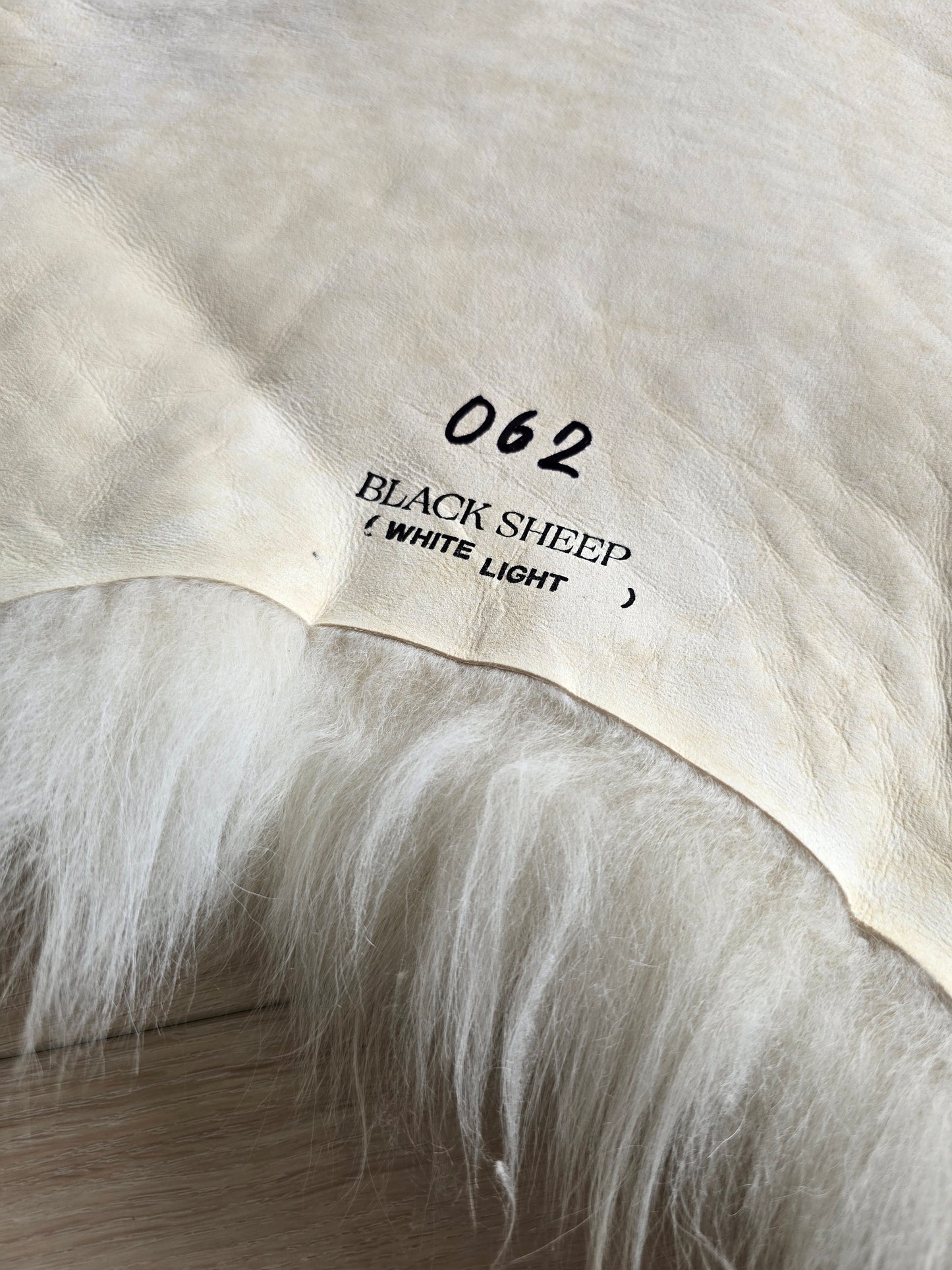 ONE OF A KIND White Long Wool Icelandic Sheepskin with Black Spots