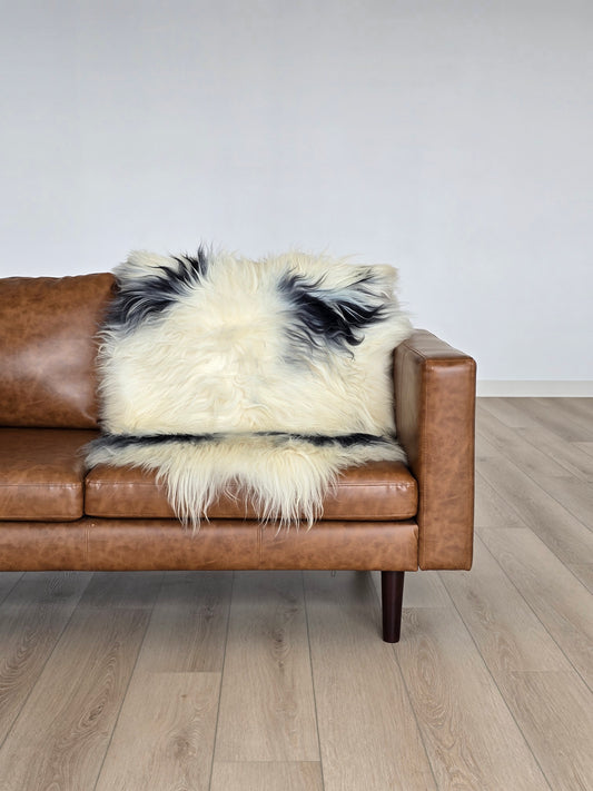ONE OF A KIND Spotted Long Wool Icelandic Sheepskin