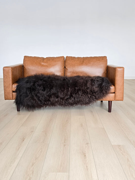 ONE OF A KIND Vintage Dark Brown Long Wool Icelandic Sheepskin
