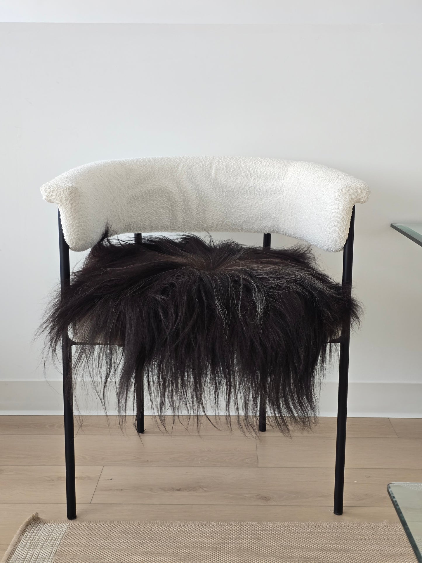 ONE OF A KIND Salt and Pepper Long Wool Icelandic Sheepskin chair pad