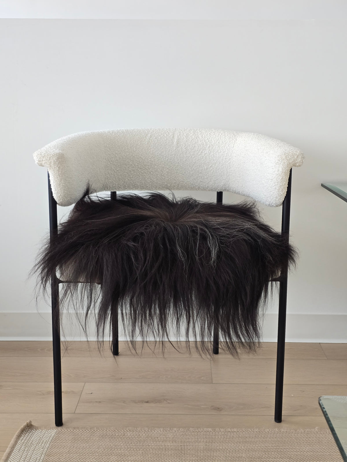 ONE OF A KIND Salt and Pepper Long Wool Icelandic Sheepskin chair pad