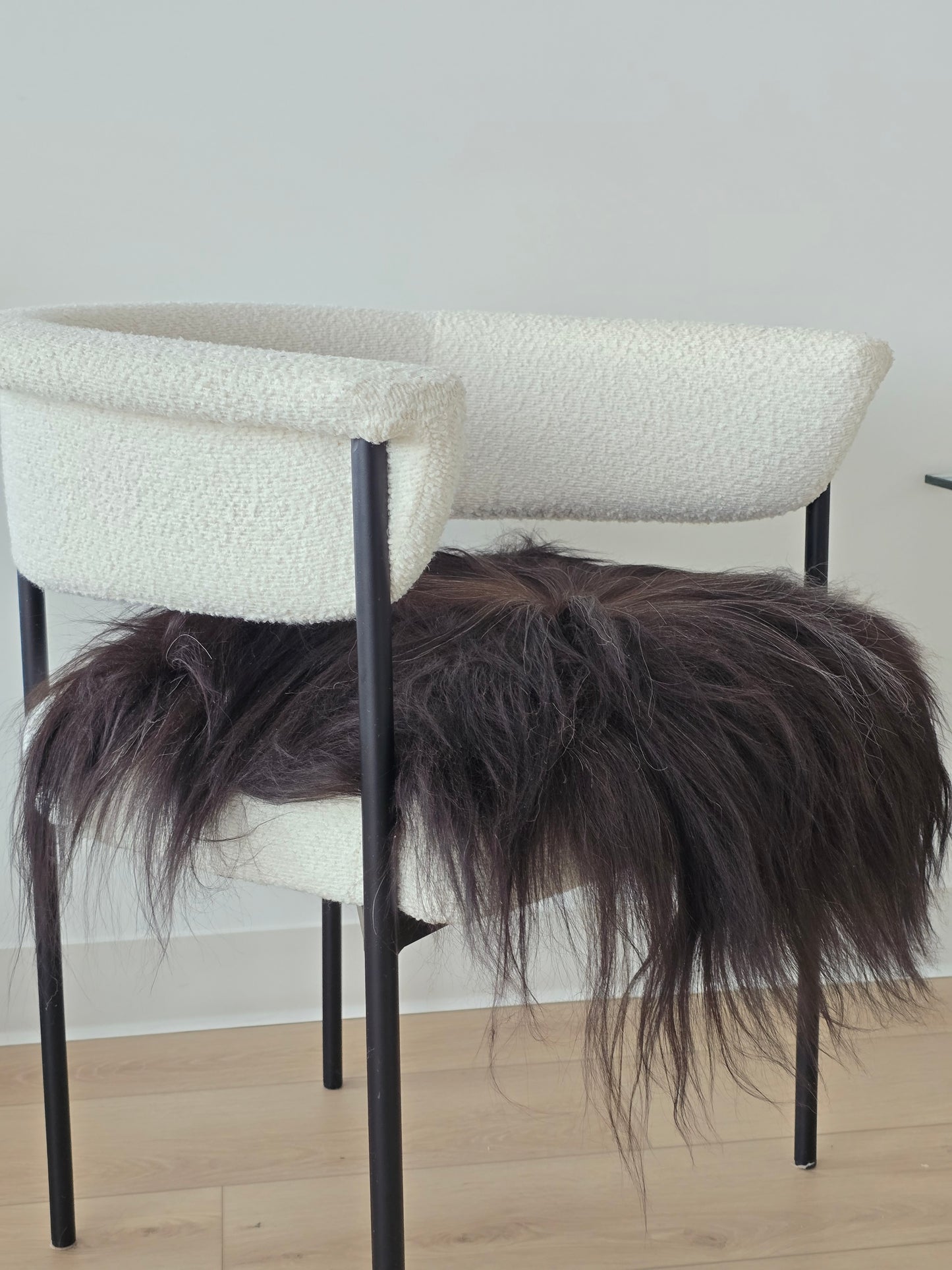 ONE OF A KIND Salt and Pepper Long Wool Icelandic Sheepskin chair pad