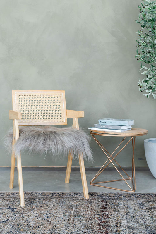 Cojín de silla de piel de oveja islandesa color topo