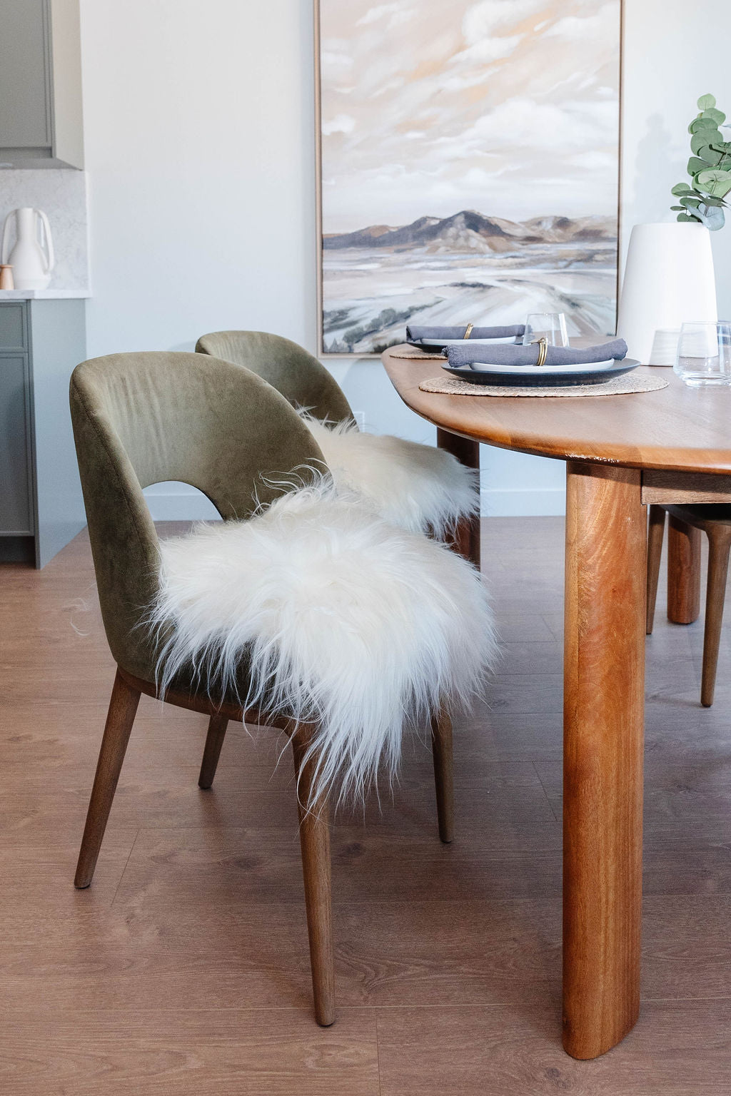 Coussin de chaise en peau de mouton islandais blanc