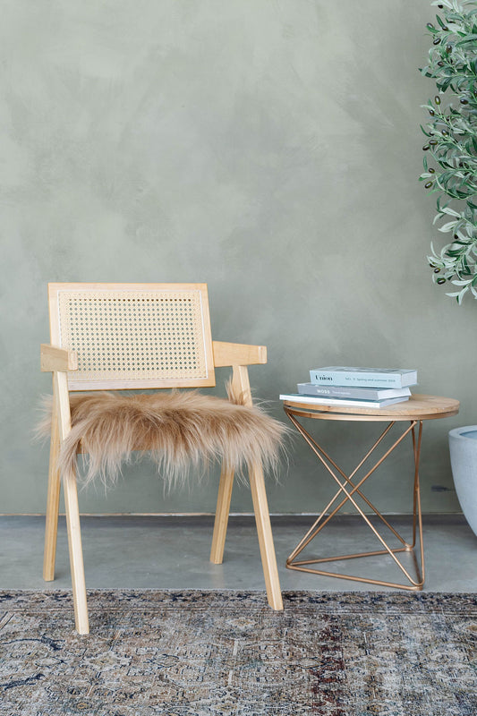 Coussin de chaise en peau de mouton islandais Camel