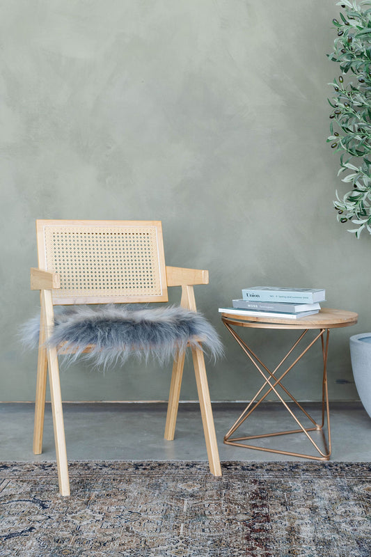 Coussin de chaise en peau de mouton islandais argenté