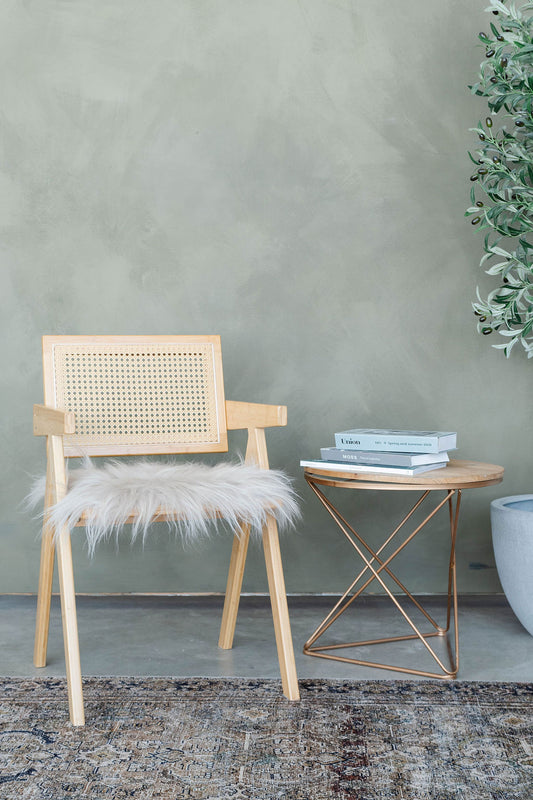 Cojín de silla de piel de oveja islandesa de lino