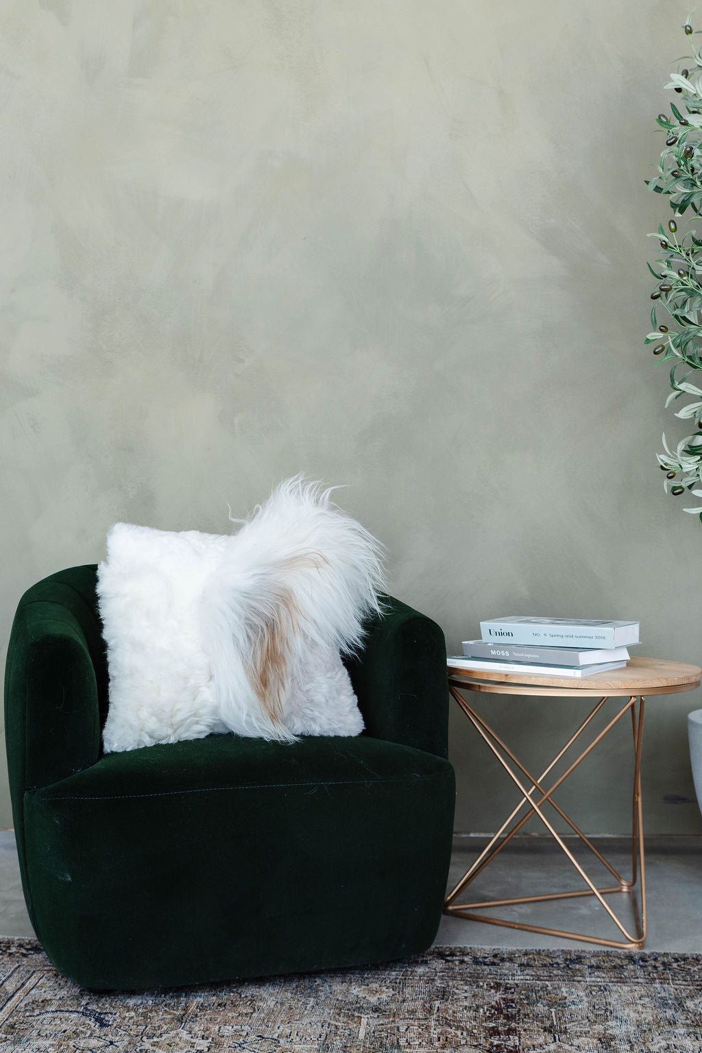 Mélange Sheepskin Pillow, straight wool