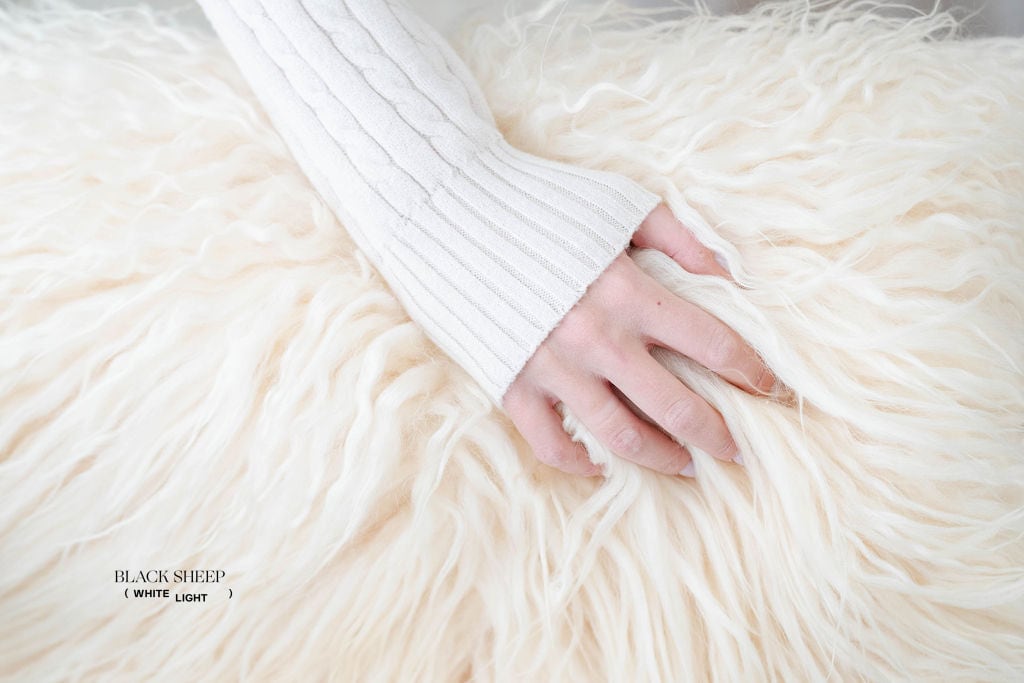 White Icelandic Curly Sheepskin - Black Sheep (White Light)