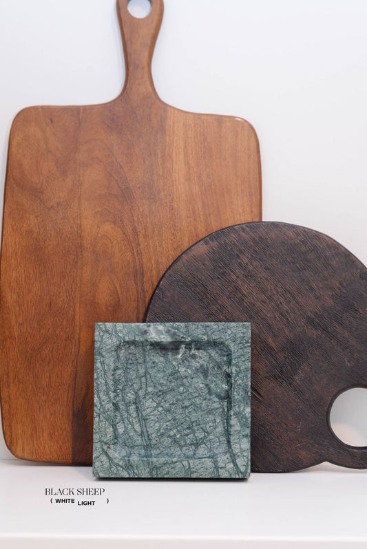 Empress Green Marble Square Tray - Black Sheep (White Light)