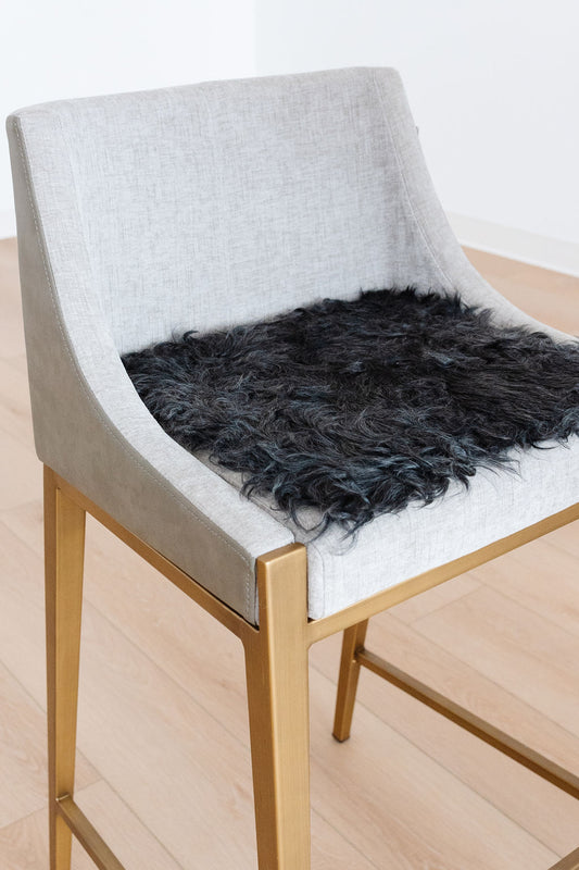 Pair of ONE OF A KIND Gotland Short Wool Chair Pads in Dark Grey