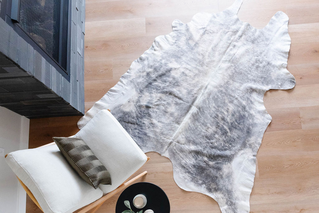 Large Brindle Grey Cowhide Area Rug