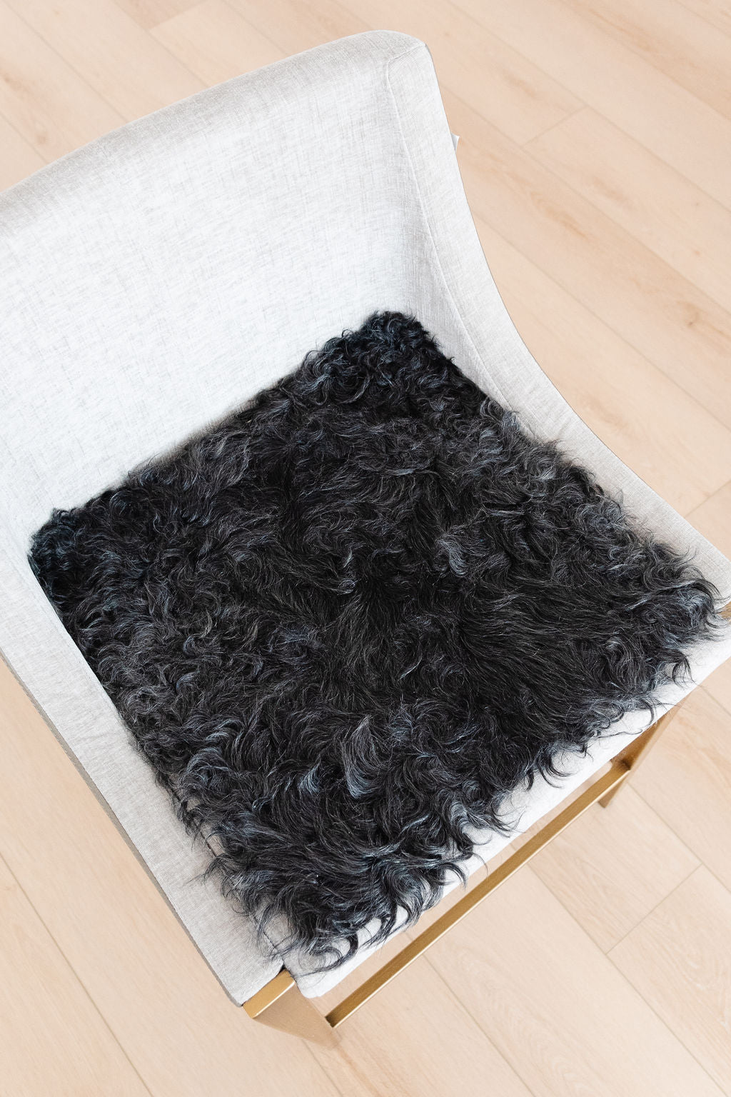 Pair of ONE OF A KIND Gotland Short Wool Chair Pads in Dark Grey