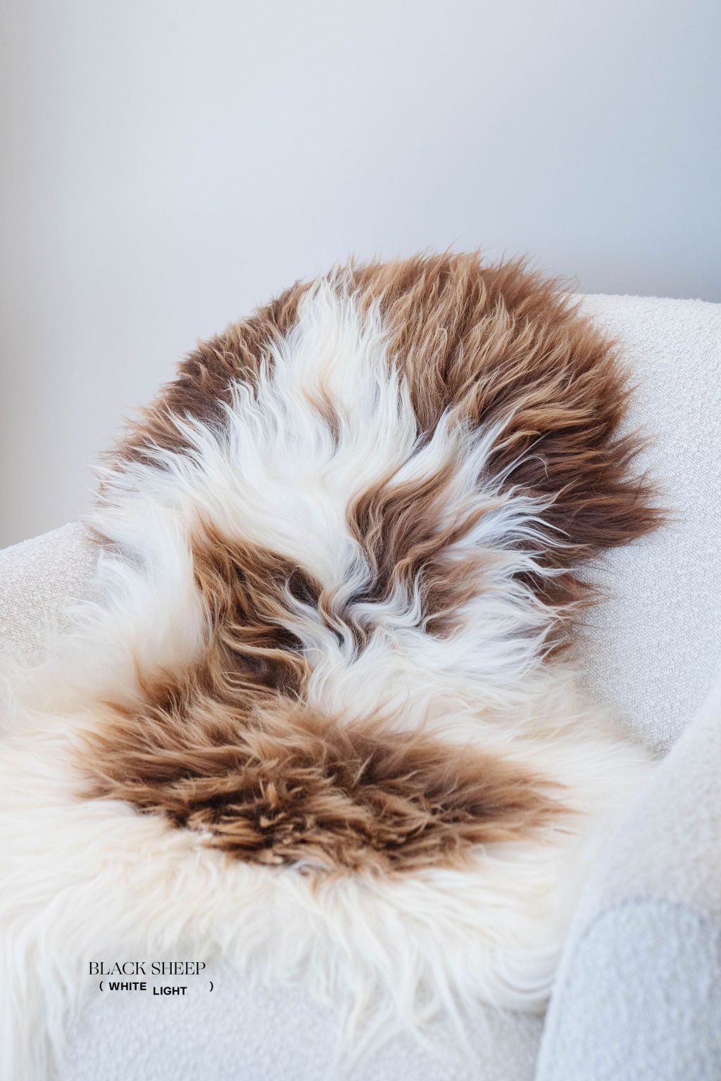 Brown Spotted Icelandic Sheepskin | Random - Black Sheep (White Light)