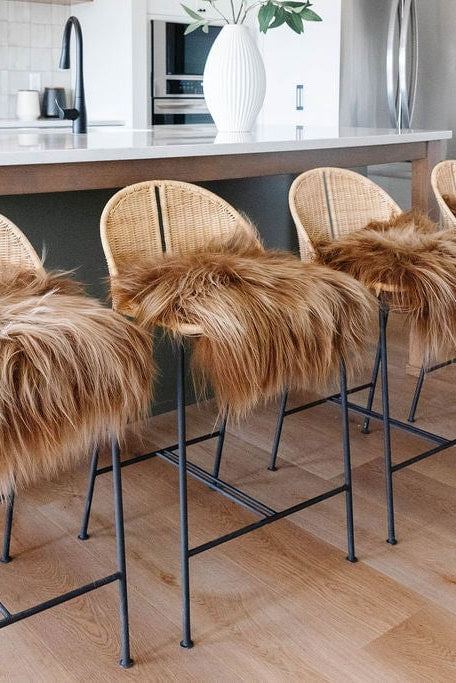 Brown Icelandic Sheepskin Chair Pad - Black Sheep (White Light)