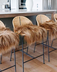 Brown Icelandic Sheepskin Chair Pad - Black Sheep (White Light)