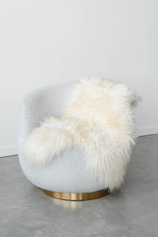 White Icelandic Curly Sheepskin