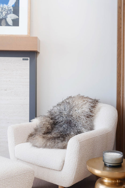 Natural Curly Grey Icelandic Sheepskin