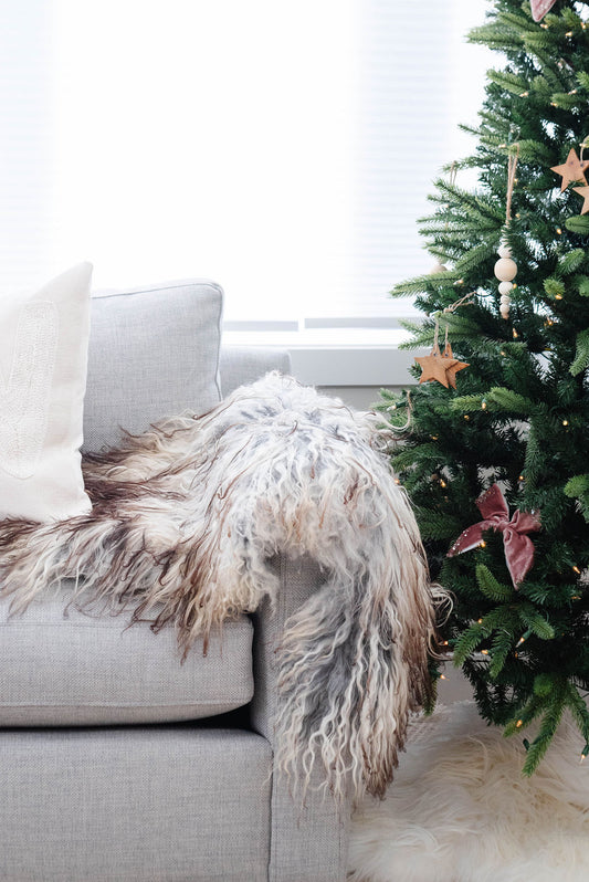 Natural Curly Grey Icelandic Sheepskin