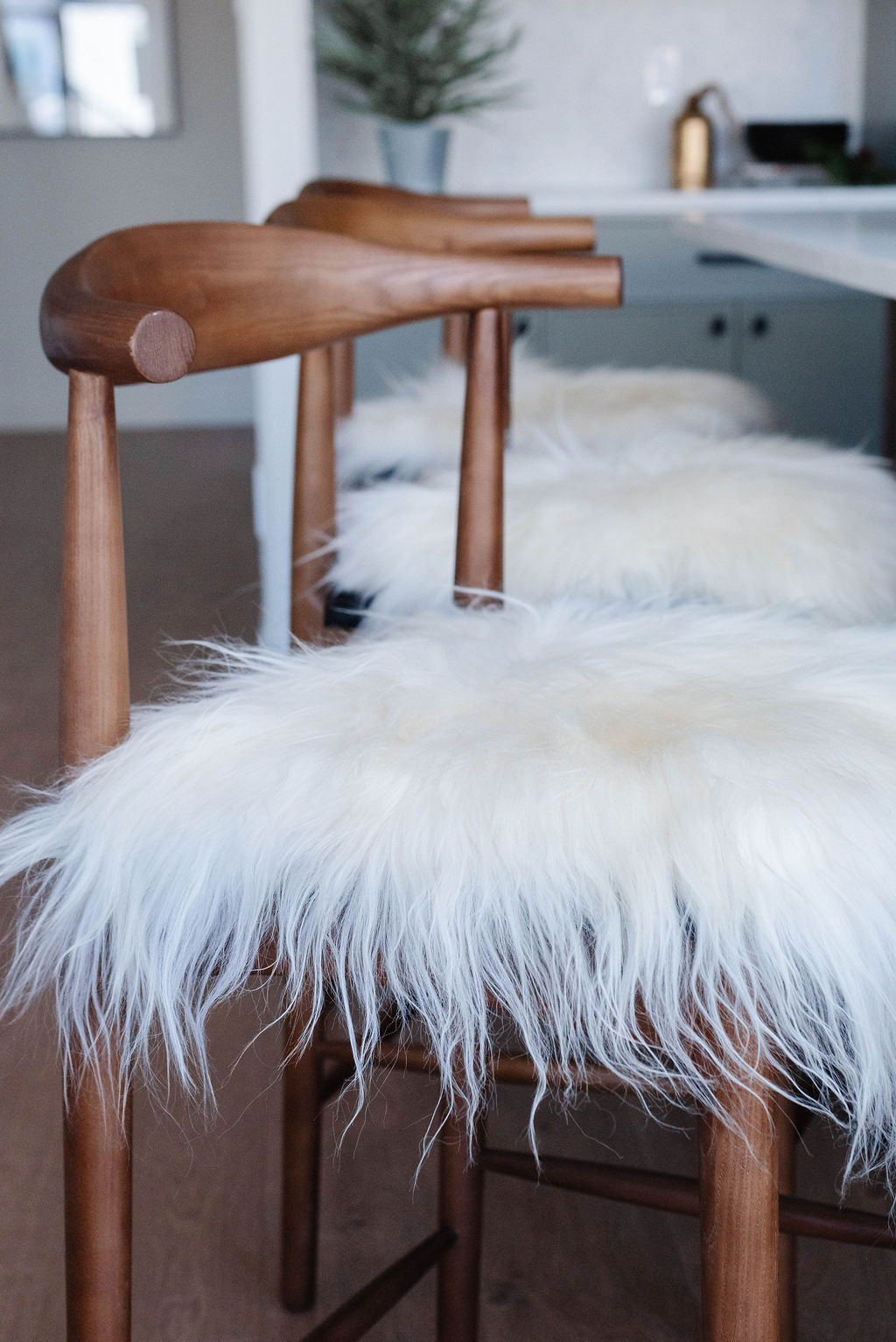 Cojín de silla de piel de oveja islandesa blanca