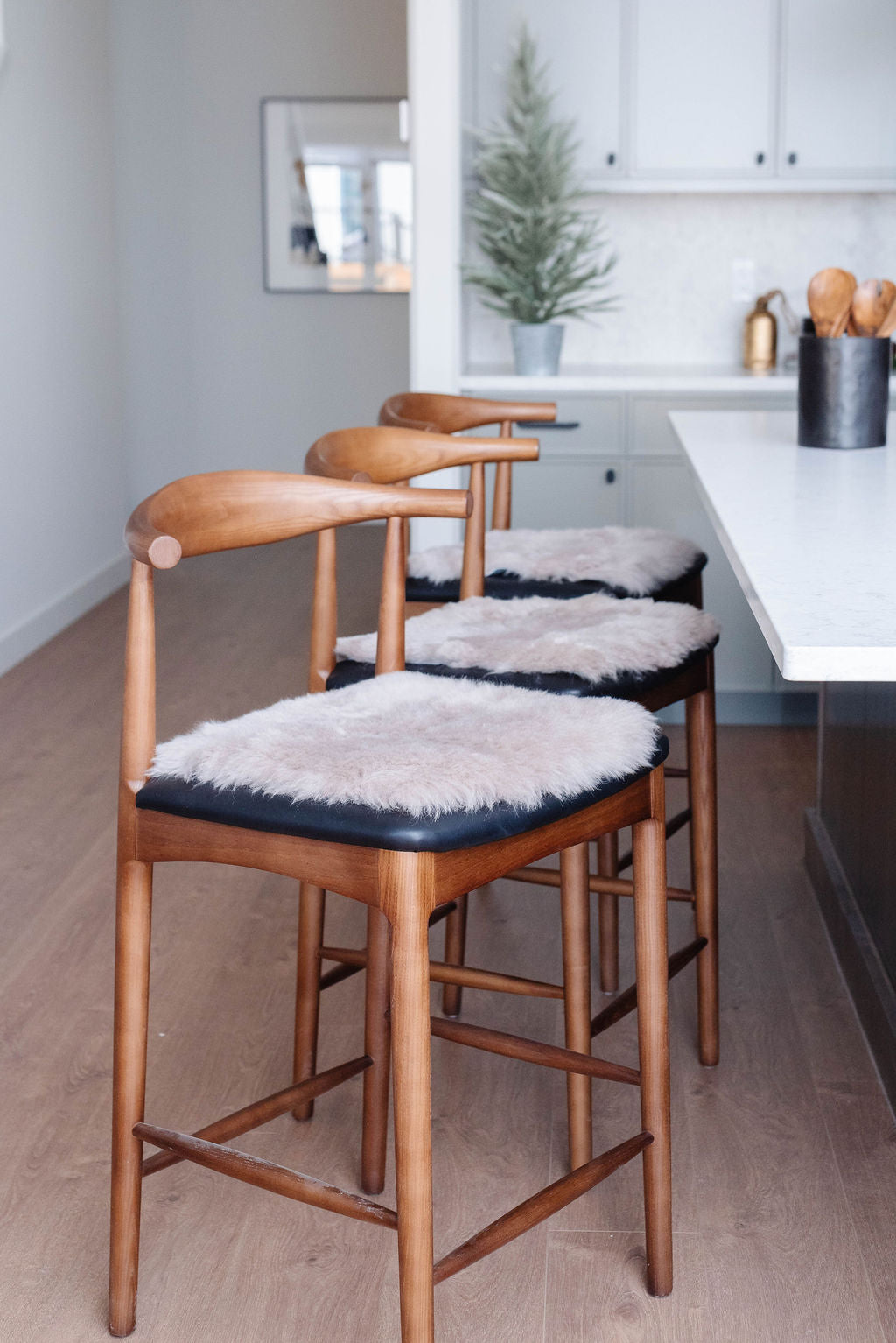 Cojín de silla de piel de oveja islandesa de lino esquilado