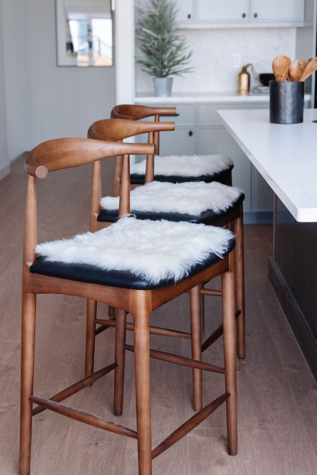 Cojín de silla de piel de oveja islandesa blanca esquilada