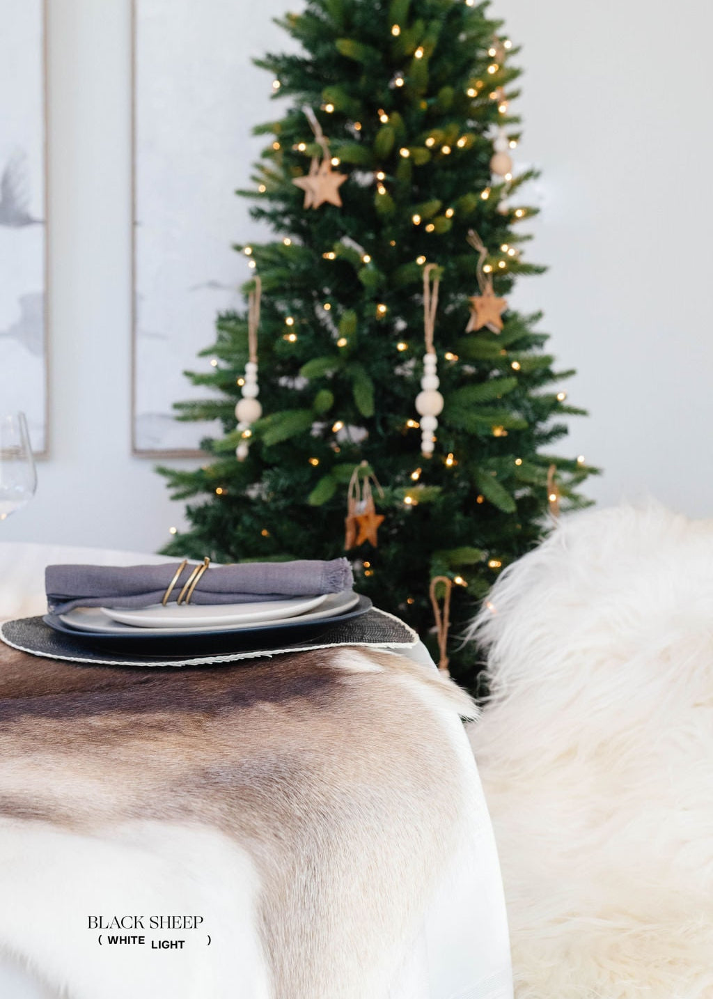 Light Sami Reindeer Hide - Black Sheep (White Light)