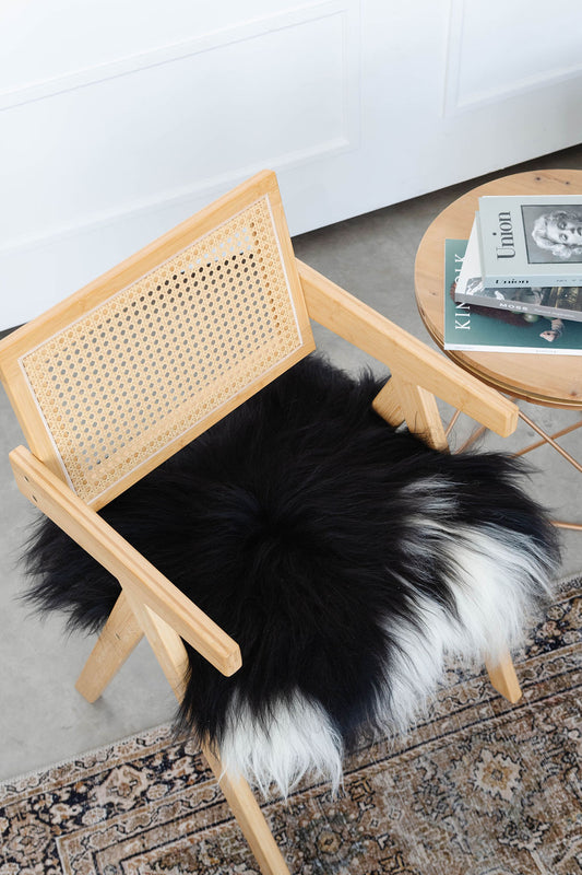 Black Spotted Icelandic Sheepskin Chair Pad | Random
