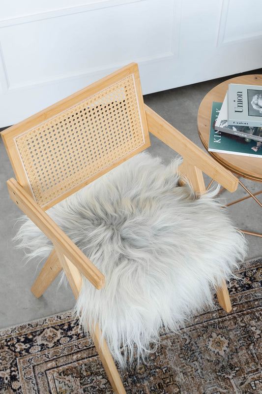 Coussin de chaise en peau de mouton islandais gris